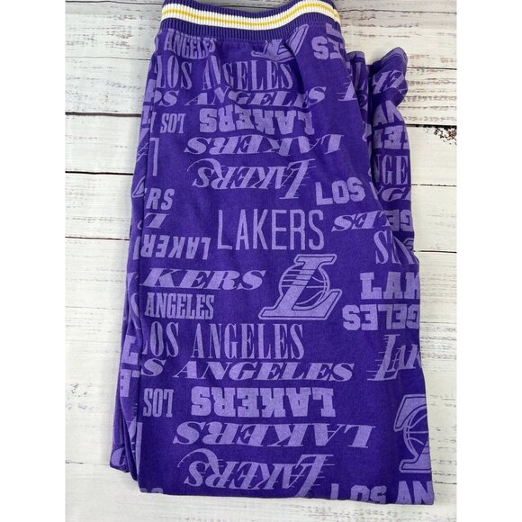 Los Angeles Lakers Purple Allover Logo Hoodie & Wide Leg Sweatpants Fit L-XL - Picture 11 of 16